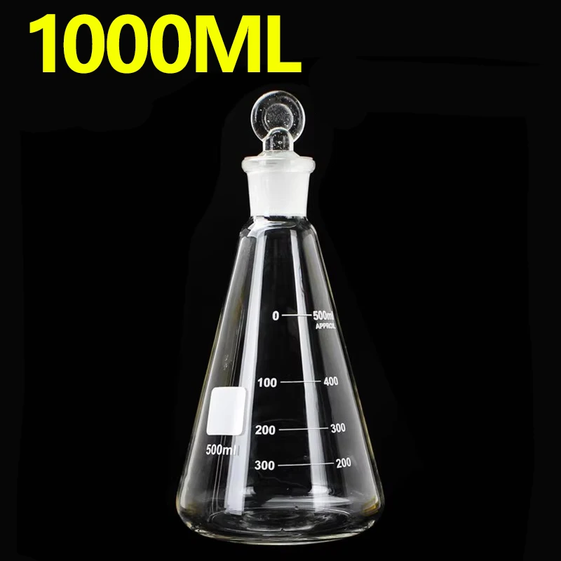 1 piece glass stoppered Erlenmeyer flask with scale 1000ml ground mouth stoppered Erlenmeyer flask