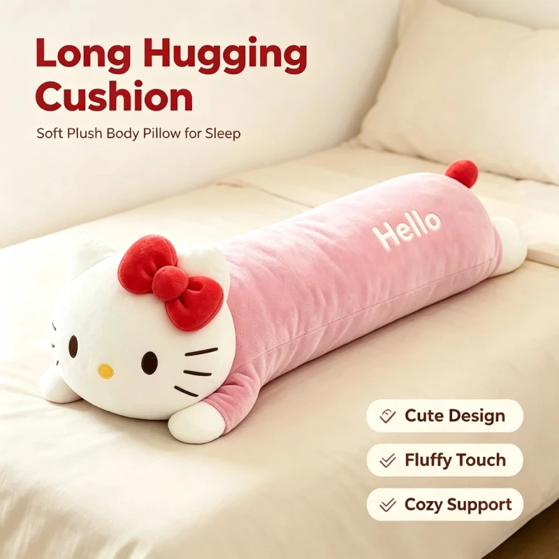 Sofa-Zierkissen Hello Kitty, großes langes Plüschkissen, niedliche KT-Katze, Heimdekoration, Spielzeug zum Umarmen und als Beinstütze.