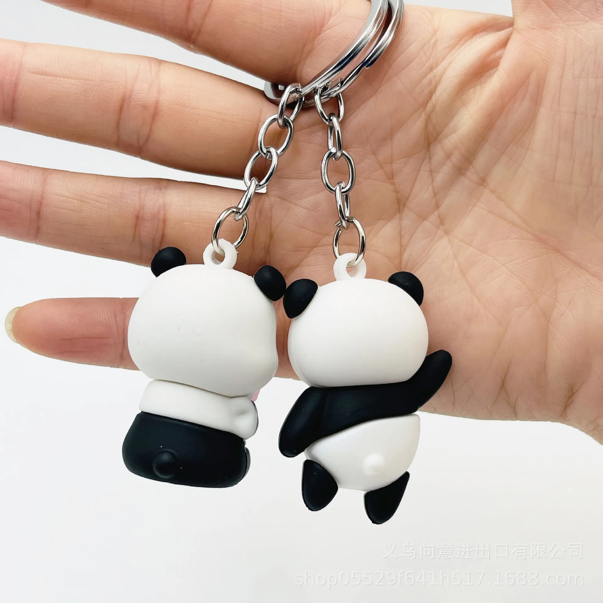 Cartoon Panda Keychain Cute Three-dimensional Soft Glue Panda Doll Bag Pendant Couple Small Pendant Activity Gift