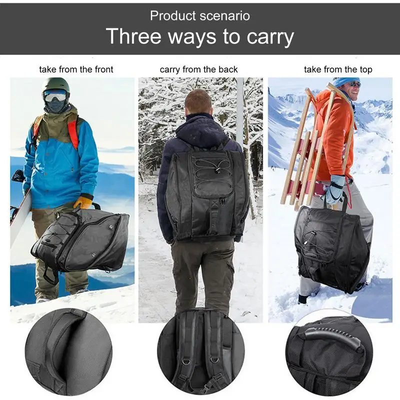 50L Ski Travel Backpack Large Capacity Waterproof Skiing Gear Jacket Boot Helmet Storage Backpack Outdoor Ski Camping Bag