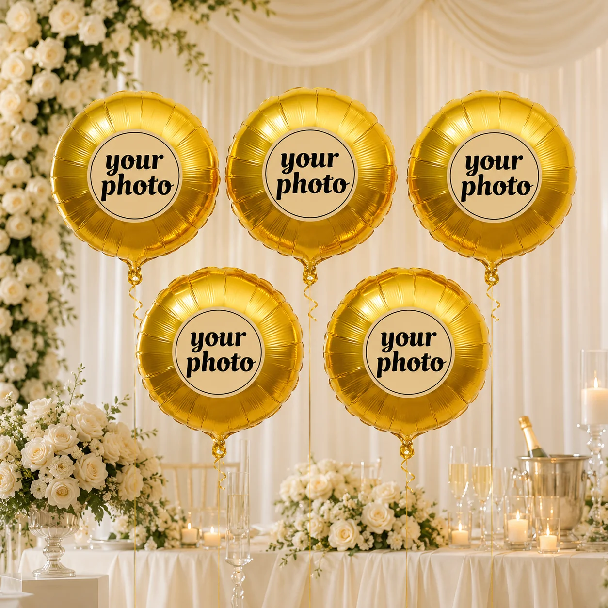 Personalized Foil Balloon with Custom Photo Logo Text Round Self Adhesive Sticker for Birthday Christmas Halloween Party Decor - view 6