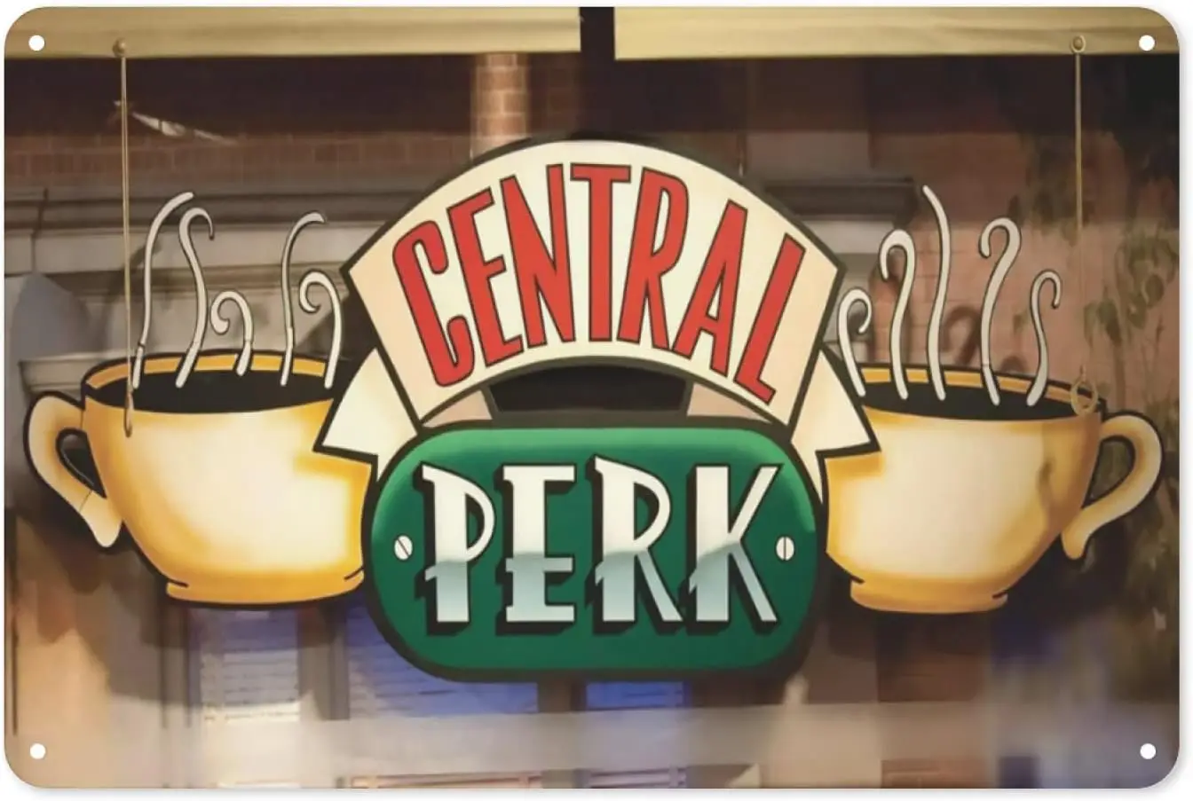 Metal Sign Central Perk Cafe Painting Friends Tv Show Tin Sign Vintage Bar Man Cave Garage Kitchen Home Wall Decoration Art Sign