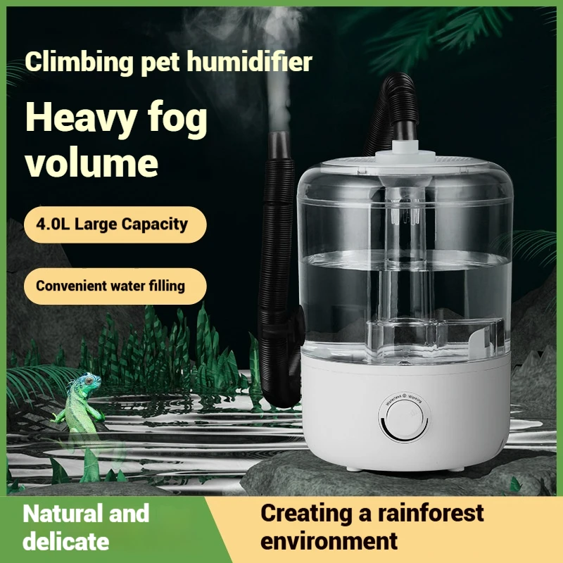 Reptile Lizard Humidifier 4 Liters Double Tube Large Capacity Water Humidifier Tropical Rainforest Pet Spray Humidifier