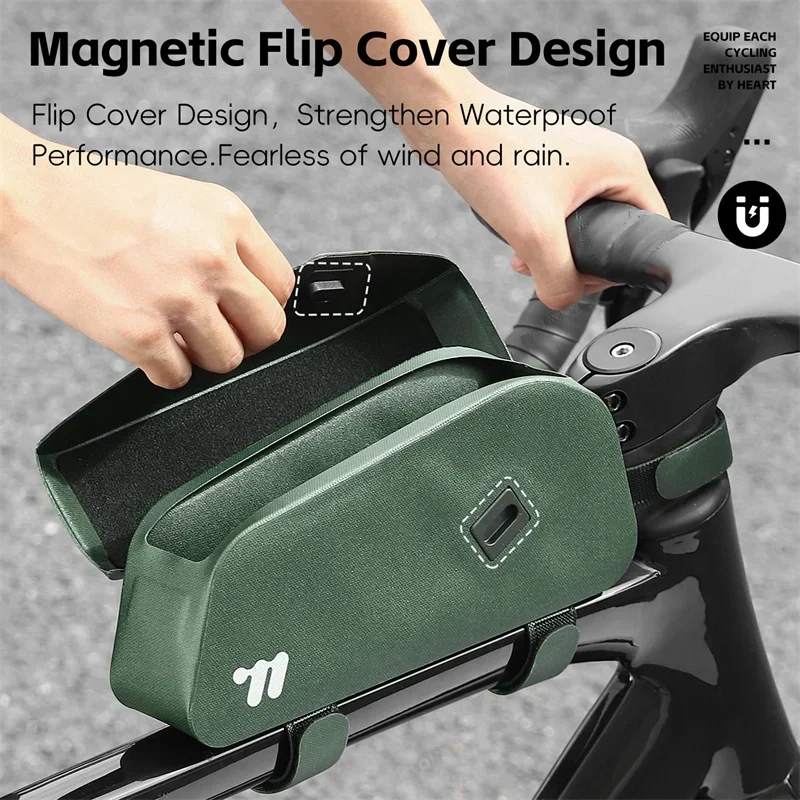 

WEST BIKING Bicycle Magnetic Lid Top Tube Bag With Bolts Mounted & Straps MTB Road Bike Waterproof Front Frame Structured Bag