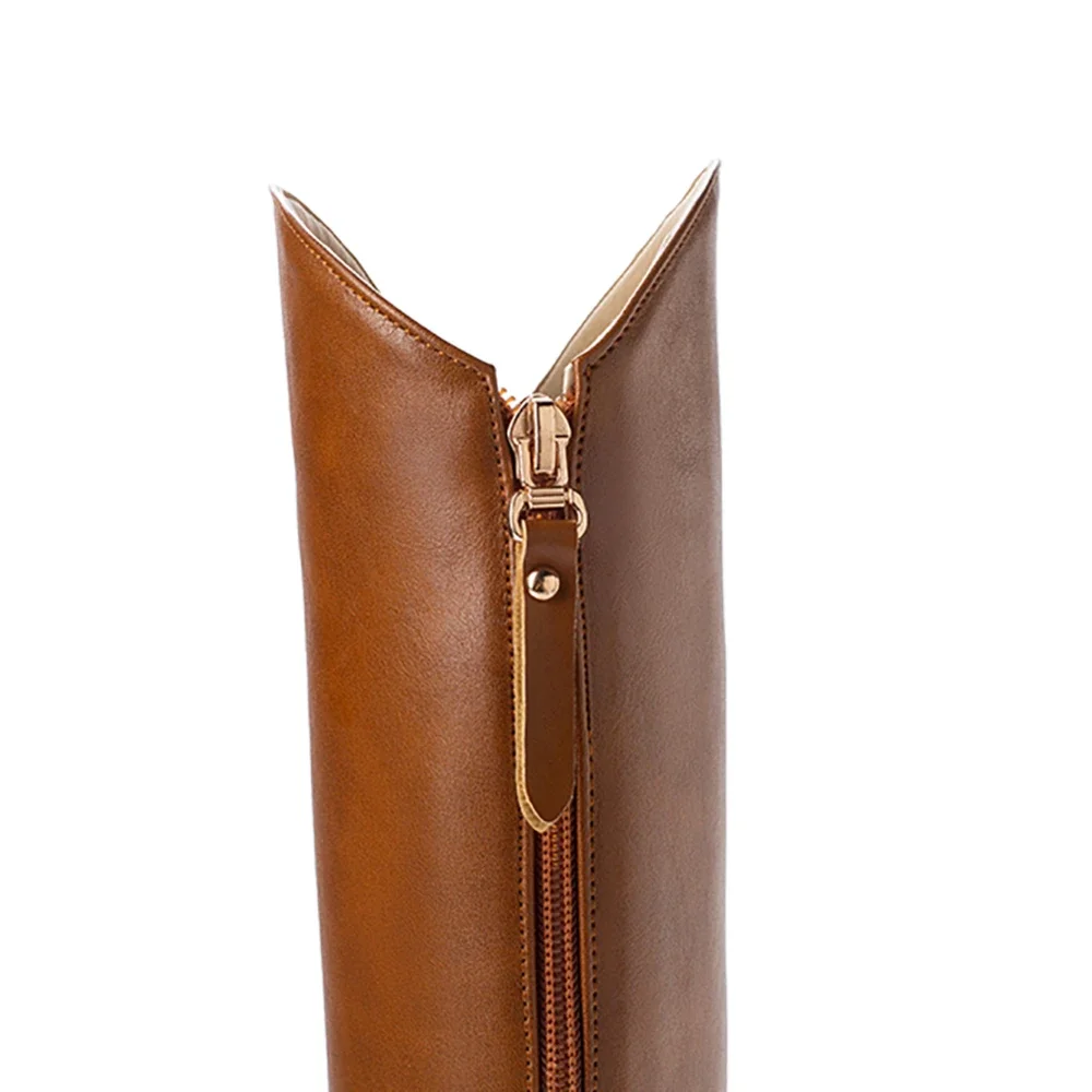 شتاء جديد بريق بني أسود المرأة حذاء برقبة للركبة أحذية عالية الكعب سيدة عارية أحذية EA118 زائد كبير صغير الحجم 10 28 43 48