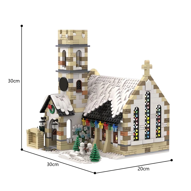 Christmas Church Building Blocks Kits Retro Architectural Country Village Model Toy Santa Claus Building Blocks Toy for Kids