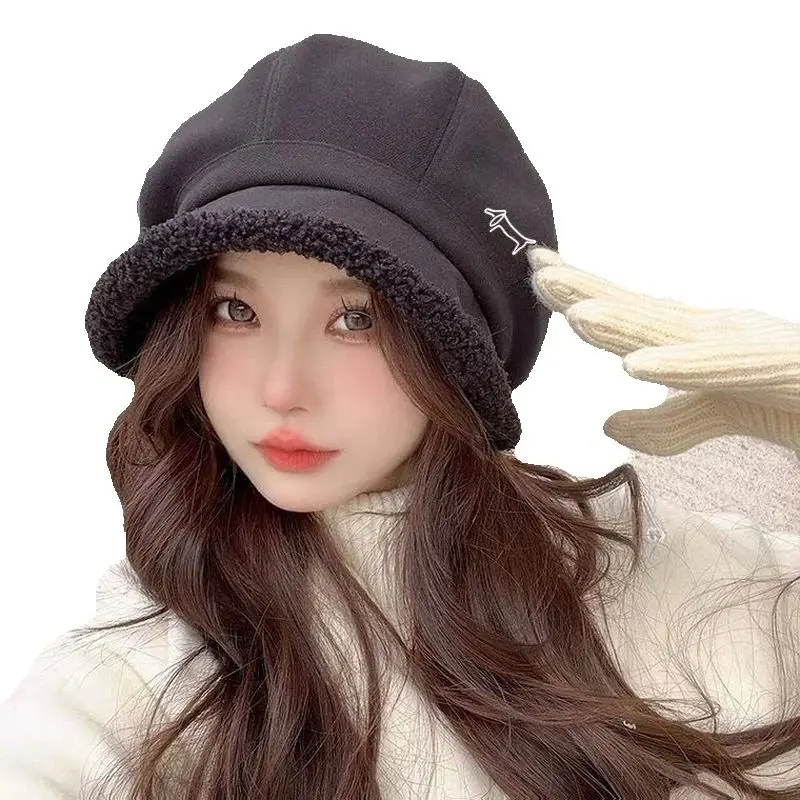 골프모자 Winter Golf Wear Women 2024 High Quality Golf Cap Lamb Wool Thickening Beret Women Windbreaker Ear Protection Fisherman Hat