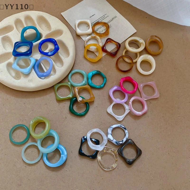 [[YY110」 5 قطعة خواتم غير منتظمة من الأكريليك الراتنج للنساء والفتيات طقم مجوهرات جمالية للسفر خواتم المفصل خواتم الاصبع اكسسوارات #2