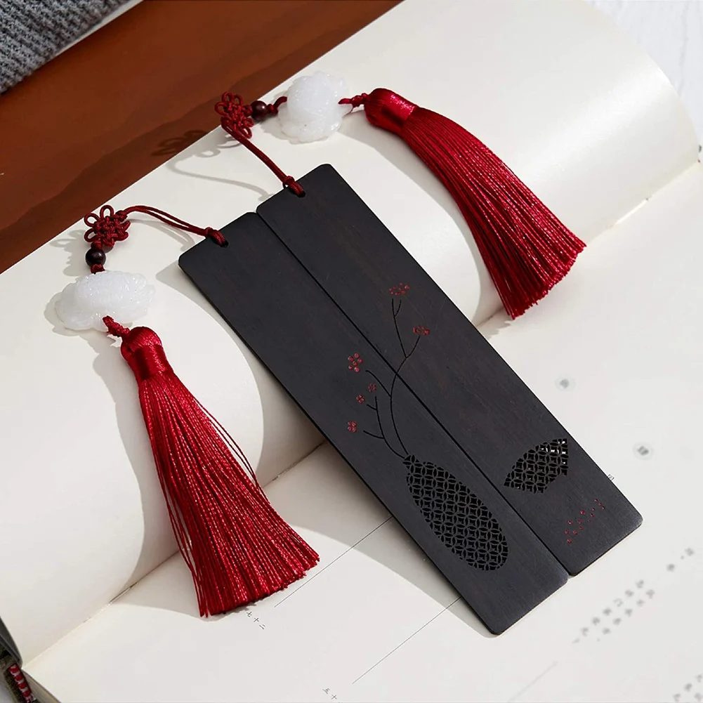 Les signets avec glands sont fabriqués en bois et décorés avec des motifs de haricots rouges, ces signets de couple sont les meilleurs cadeaux A