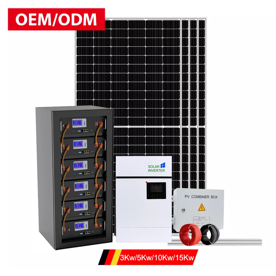 OEM/ODM 3Kw/5Kw/10KW/12KW/15KW/160KW LiFePO4 Hybrid Off/On Gird Solar Energy System For Home Energy Storage