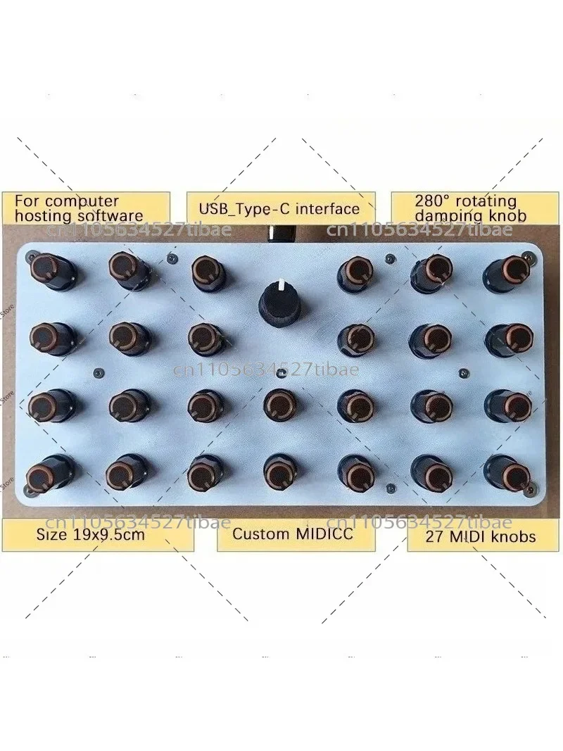 Custom CC MIDI Controller 27 Knobs USB-C Interface Music Host Software Personalized DJ Music Production Device