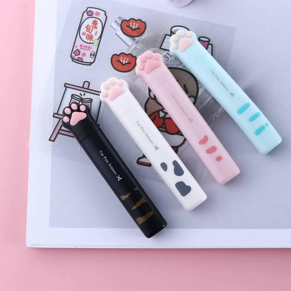 

Multifunctional Office Kawaii Girl Gift Novelty Portable Cat Paw Scissors Folding Design Stainless Steel Hand Scissors