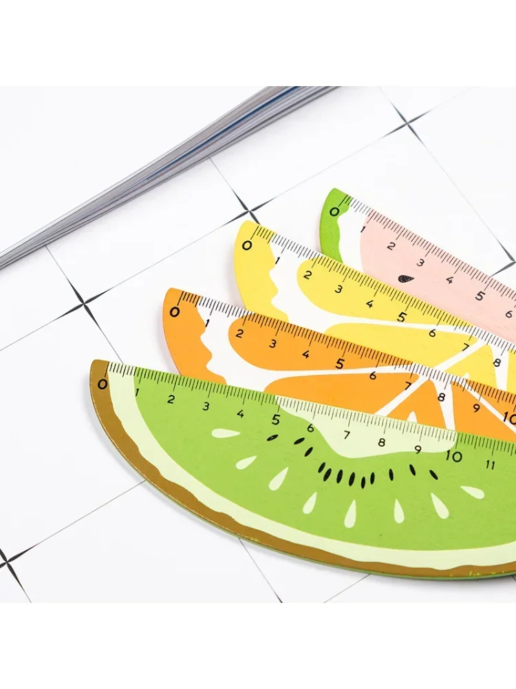 1Pc Cartoon Fruit Watermelon Wooden Straight Ruler Measuring Tool Student Gift School Office Stationery Supplies Cute