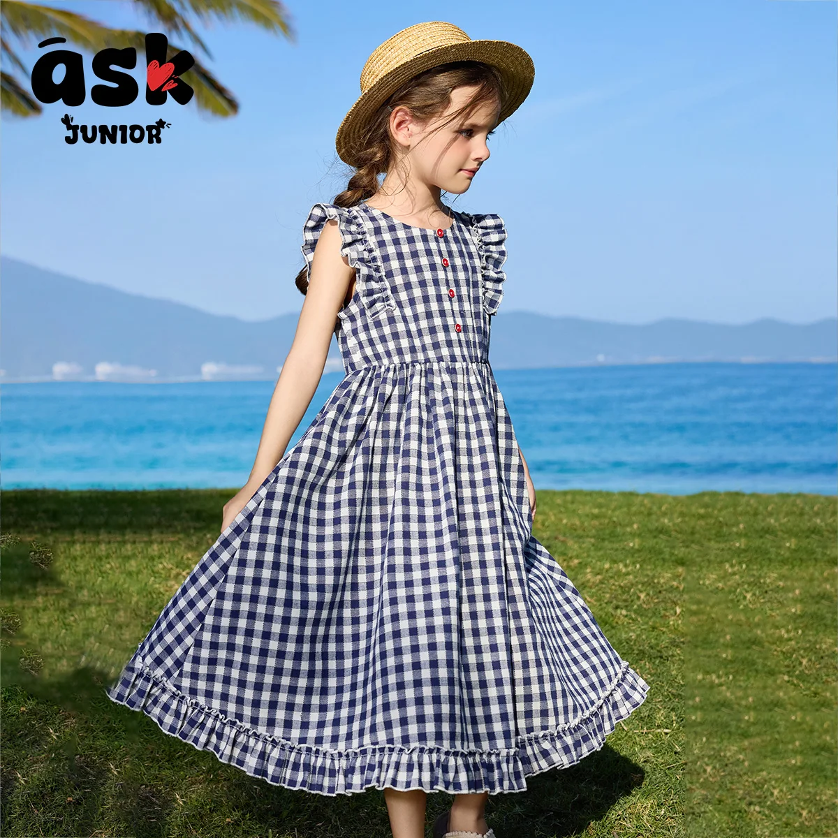 اسأل فستان كاجوال صيفي منقوش بألوان متباينة للفتيات الصغيرات #1