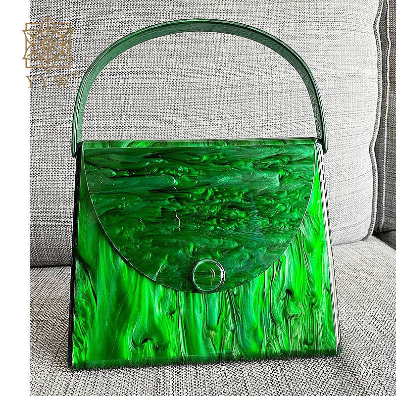 2021 Fashion Acrylic Hand Bags Summer Acrylic Purse Box Party Handbags for Women Bag Female Wedding Party Dress Purse Green