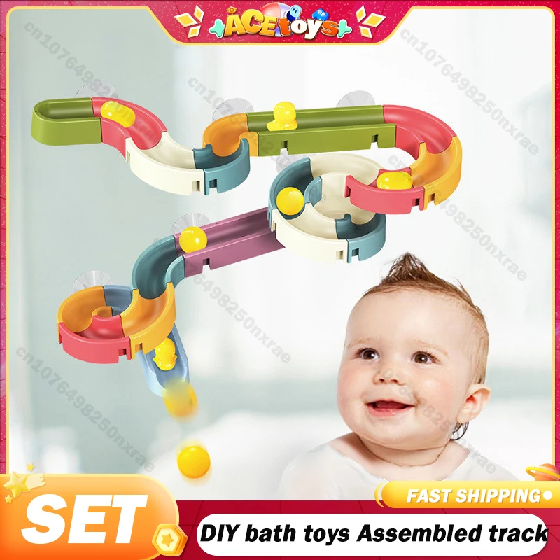 

DIY Assembling Track Slide Suction Cup Baby Bath Tub Toy Gift Baby Bathroom Bathtub Shower Toy Set Duck Water Toys for Children