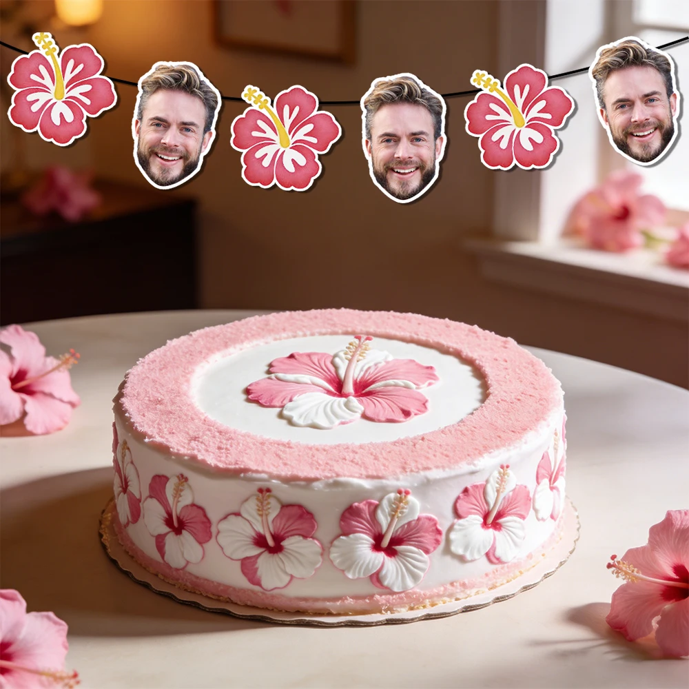 8/14/20 Stück personalisiertes Hawaii-Gesichtsbanner, vier Stile verfügbar, Sommer-Pool-Geburtstagsparty-Dekoration, Partyzubehör