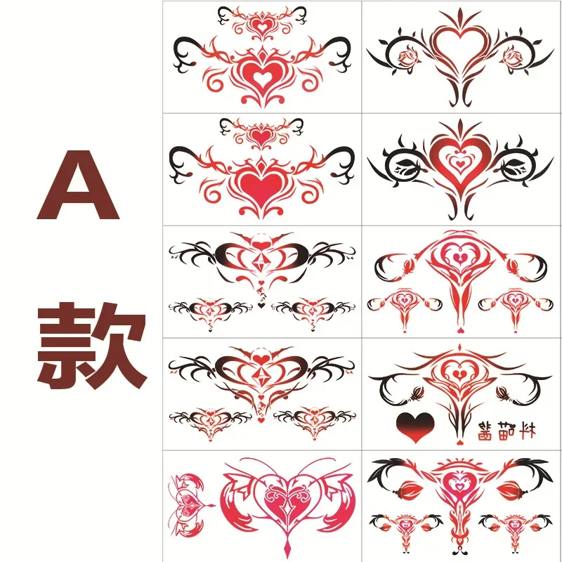 10Pcs Set Tattoo Stickers for Woman Sexy Belly Temporary Tattoos Cartoon Sexy Fake Tattoos Young Girls Body Art Festival Tattoo