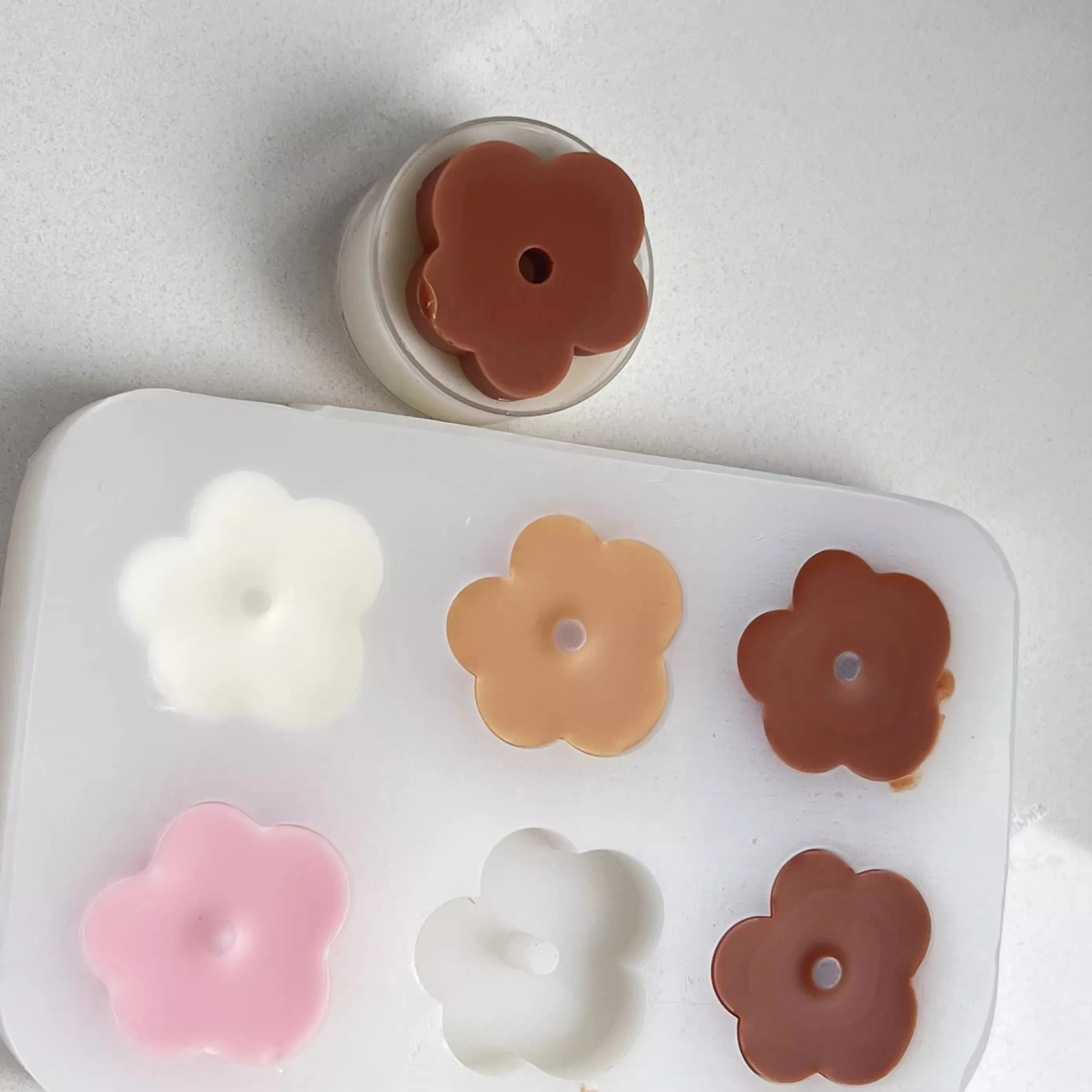 6holes flower silicone mold DIY handmade candle mold food grade fondant cake mold