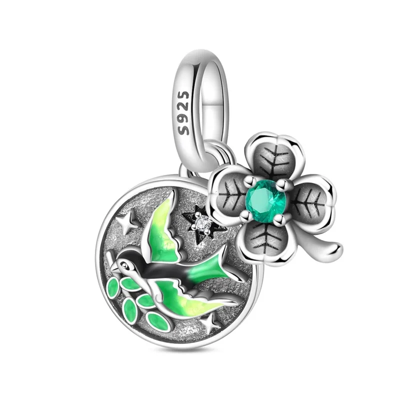 

New 925 Sterling Silver Hope Swallow Amulet Pendant CZ Zircon Dangle Fit Original Bracelet DIY For Women Birthday Jewelry Gifts