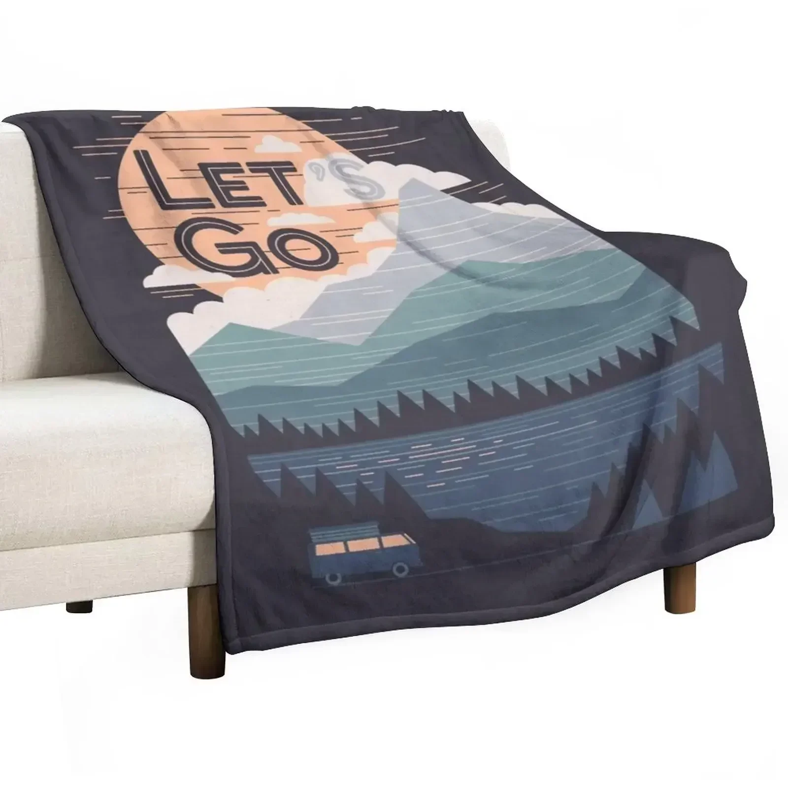 

Let's Go Throw Blanket Vintage for sofa Blankets