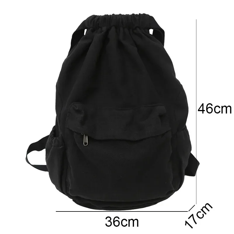 Women\'s Canvas Cute Drawstring College Backpack Fashion Laptop Backpack Cool Girls Travel Bag