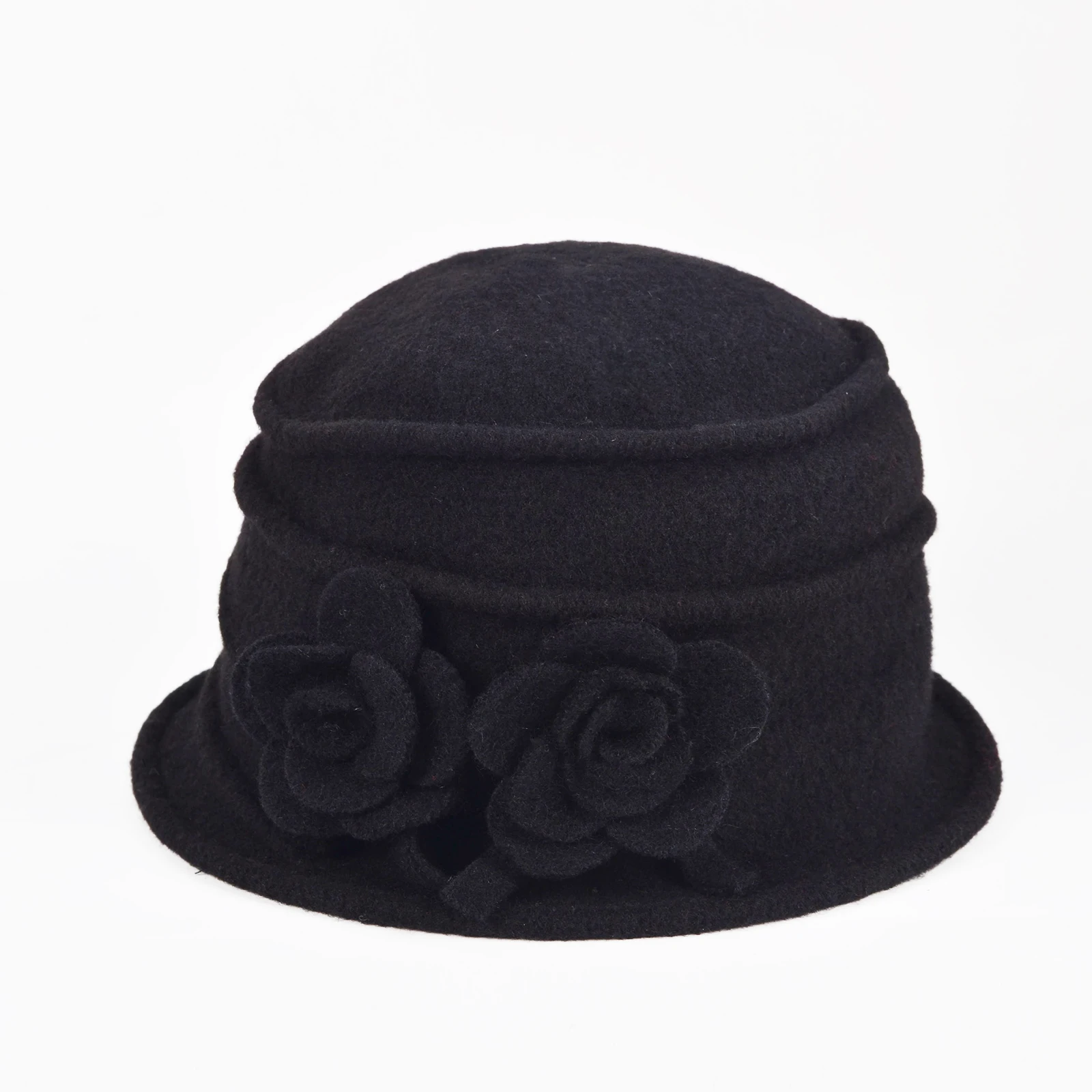 2022 Women Winter For Lady Warm Elegant Flowers Wool Beanie Hat With Fleece