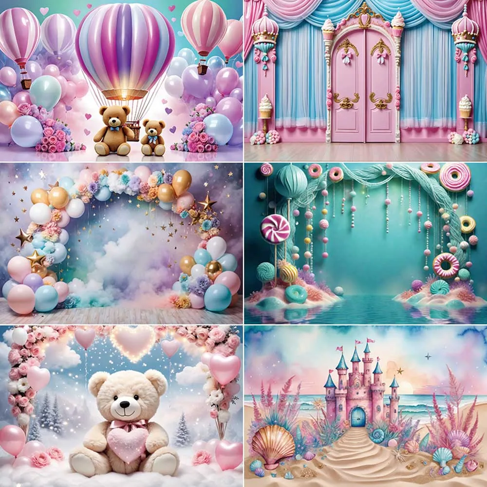 MOON.QG Children Birthday Party Photo Zone Studio Backdrop Candyland Mermaid Frozen Princess Background Photography Photobooth