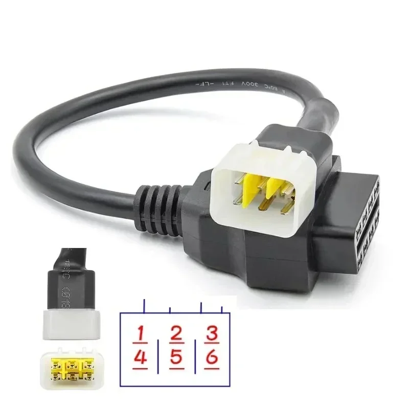 Nuevo Cable adaptador de Cable de diagnóstico Obd2 para motocicleta de 6 a 16 pines para línea de prueba Delphi Obd a 6 pines para línea de Cable de