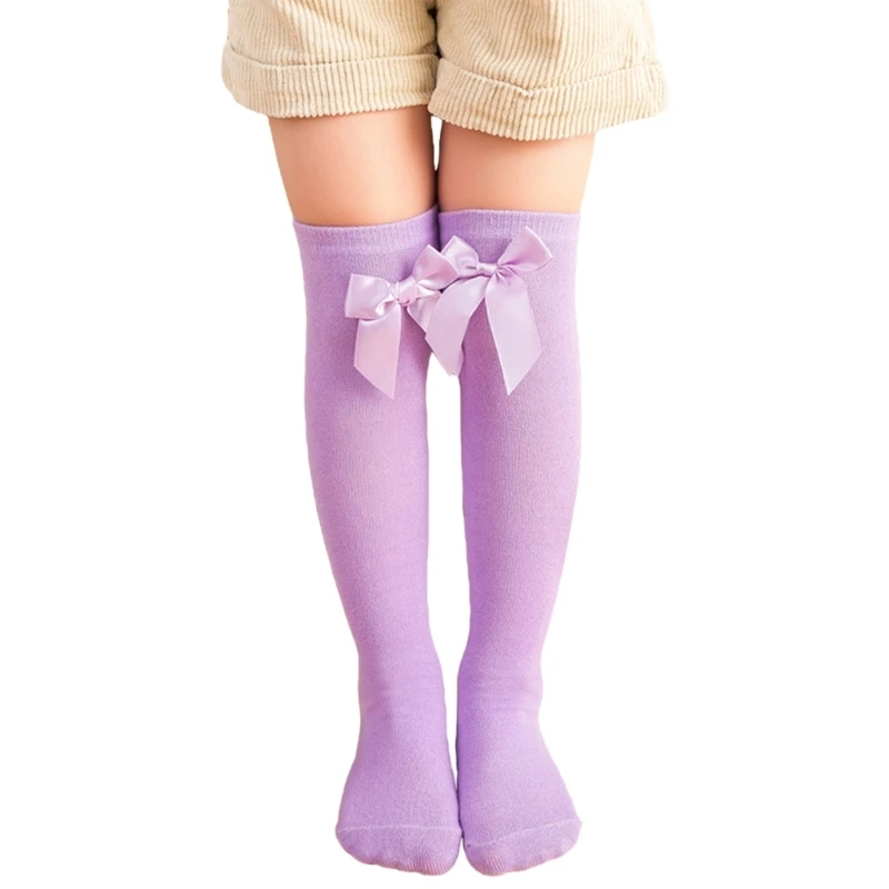 CORB Stretchy Bowknot Socks Children Quality Cotton Stockings For Party and School Event Multiple Color Option