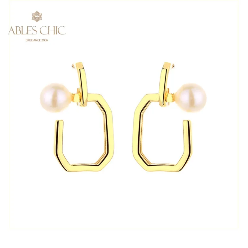 

AC Freshwater Pearls 5-5.5mm Accent Open Wire Studs 18K Gold Tone Solid 925 Silver Earrings PE1041