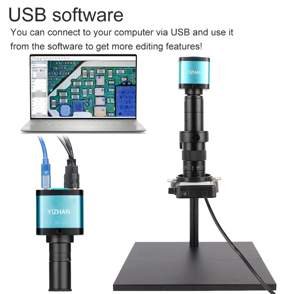 48MP 4K 1080P HDMI USB كاميرا فيديو صناعية مجهر رقمي 150X التكبير C جبل عدسة ناتئ حامل لإصلاح لحام