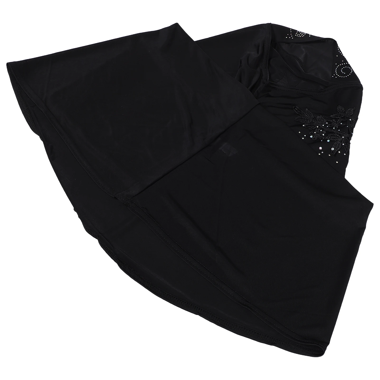 Black Lace Headscarf For Women Elegant Rhinestone Embellished Lightweight Non-Slip Summer Headwear Hijab Scarf Decorative