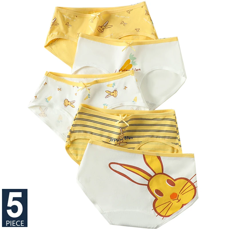 5Pcs Cotton Women's Panties Breathable Underwear Cute Print Young Girls Briefs Sexy Low Waist Ladies Underpants Female Lingerie