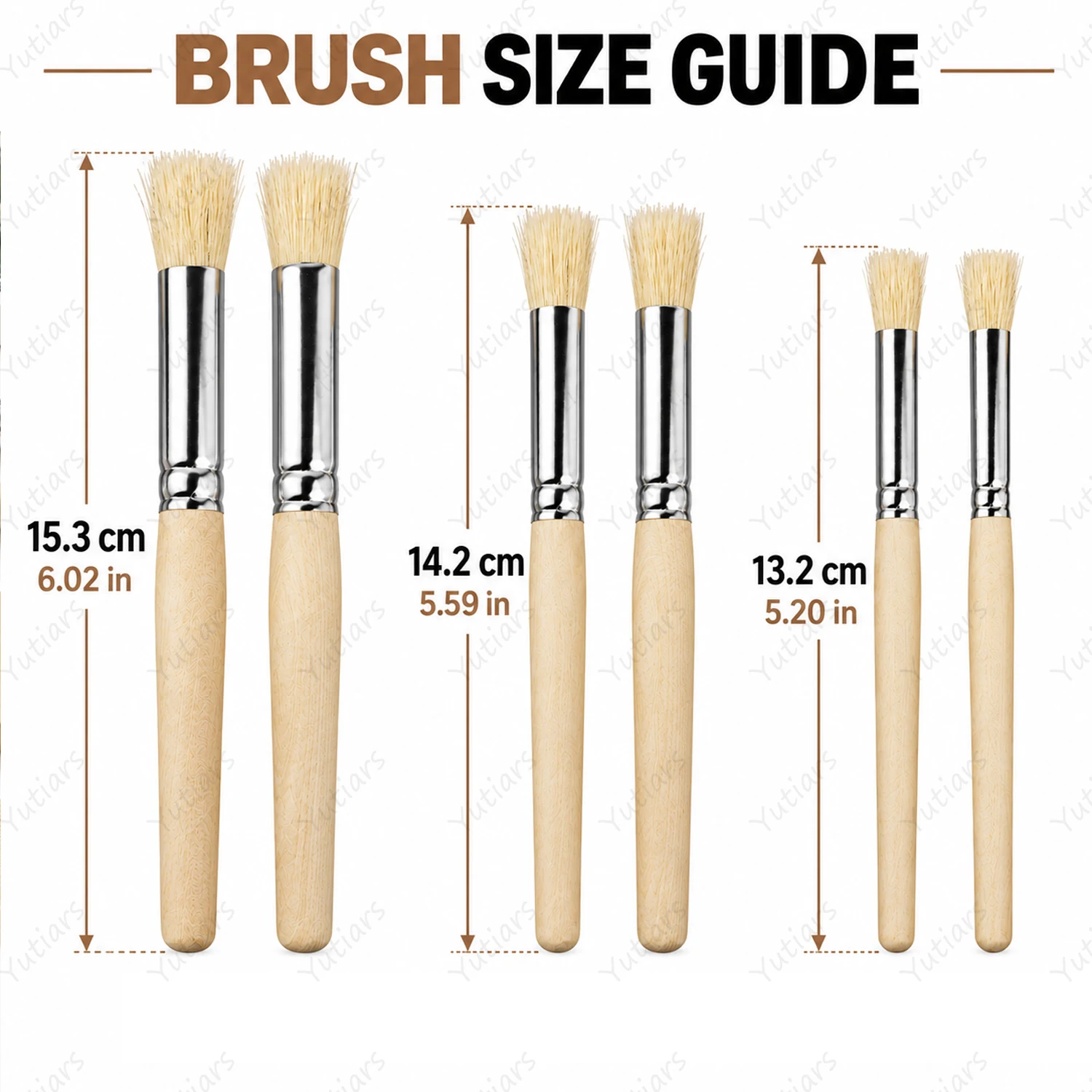 6/12/18/24PCS Hog Bristle Artist Paint Brushes with Wooden Handles, Multi Size Brushes for Acrylic Oil Painting and Art Crafts