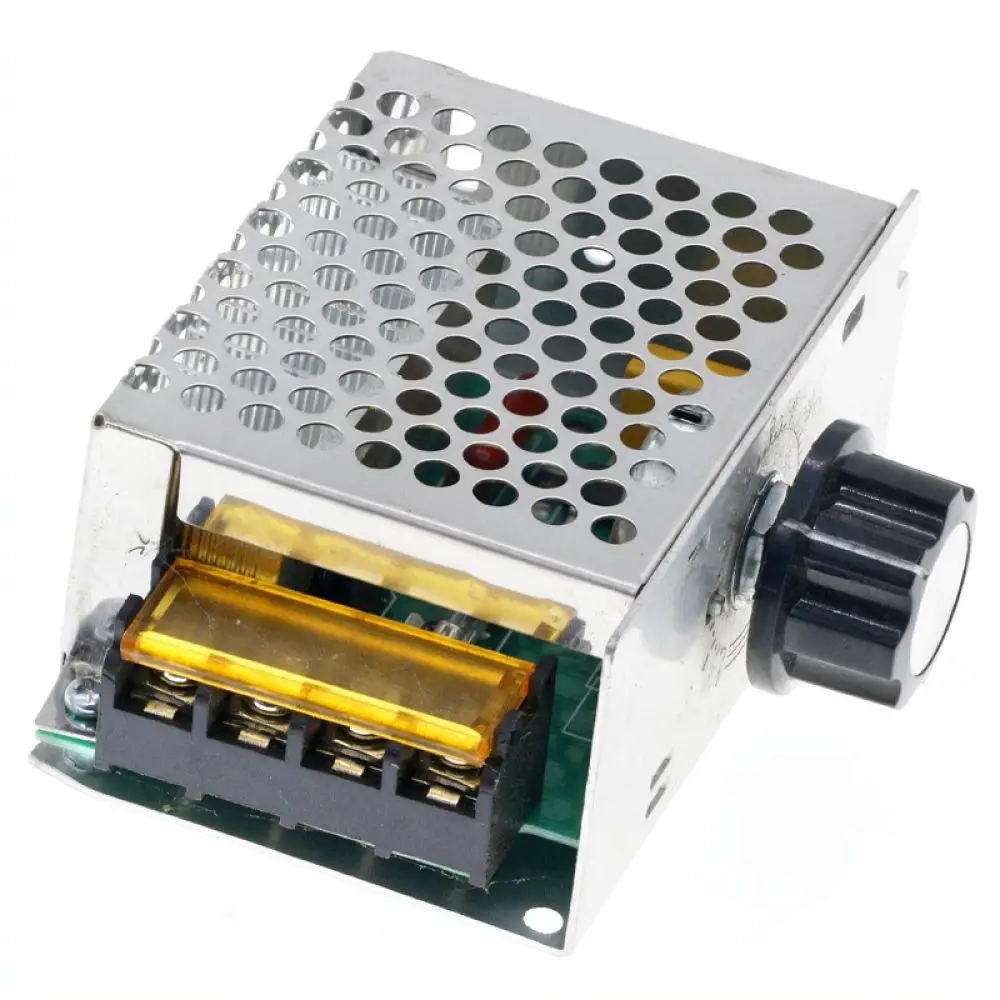 Electronic 4000W Voltage Regulator SCR Dimmer Speed Controller Heating Thermostat Module With Safety Housing