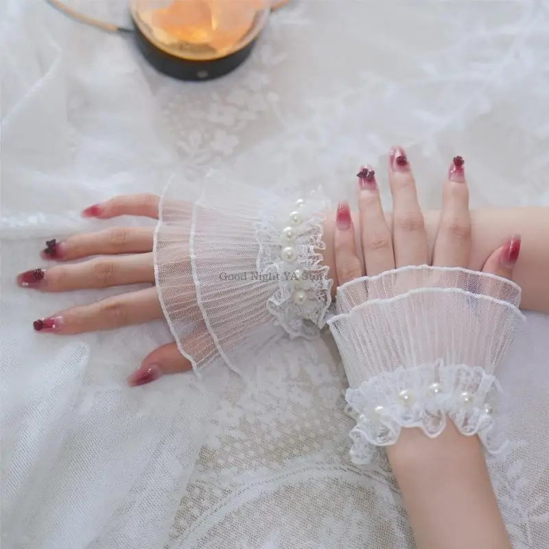 

Элегантные жемчужины вышитые кружевные рукава рукавов рука