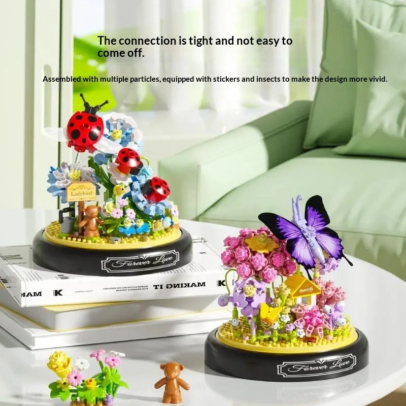 Adults Bouquet Flowers Micro Building Blocks Construction Set for Children Girl 9 to 12 Years Old Animal Insert Mini Bricks Toys - view 4