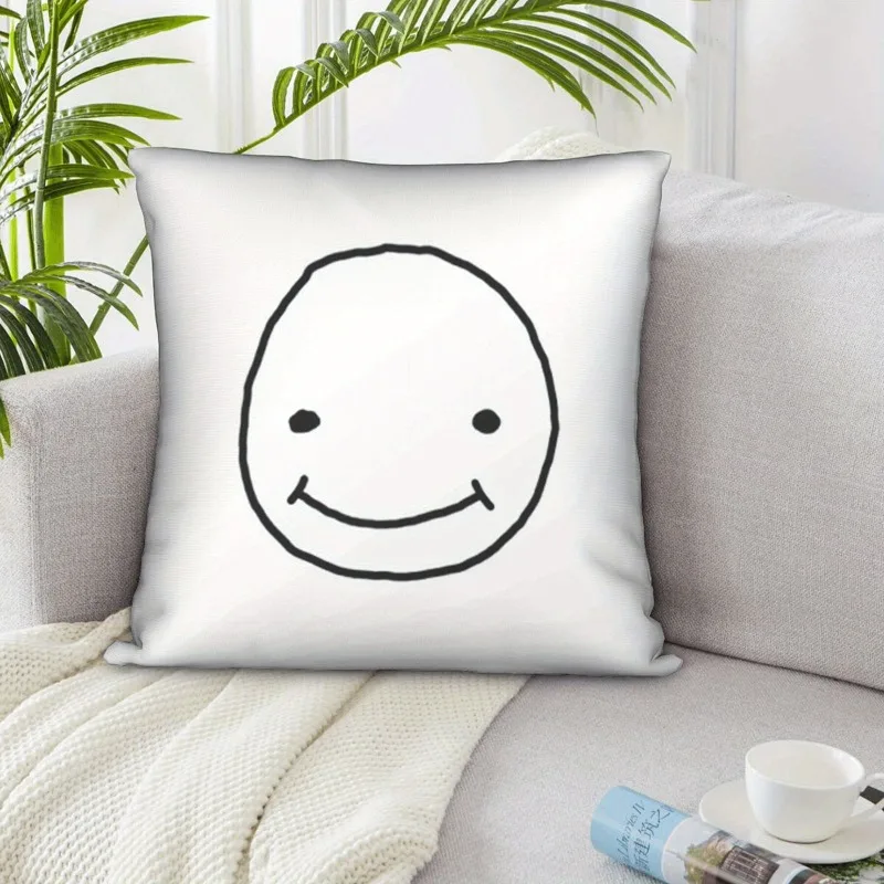 1PC Simple Happy Face Pillow Cover, Cushion Case for Bedroom Living Room Office Home Decoration, No Insert Inner Core