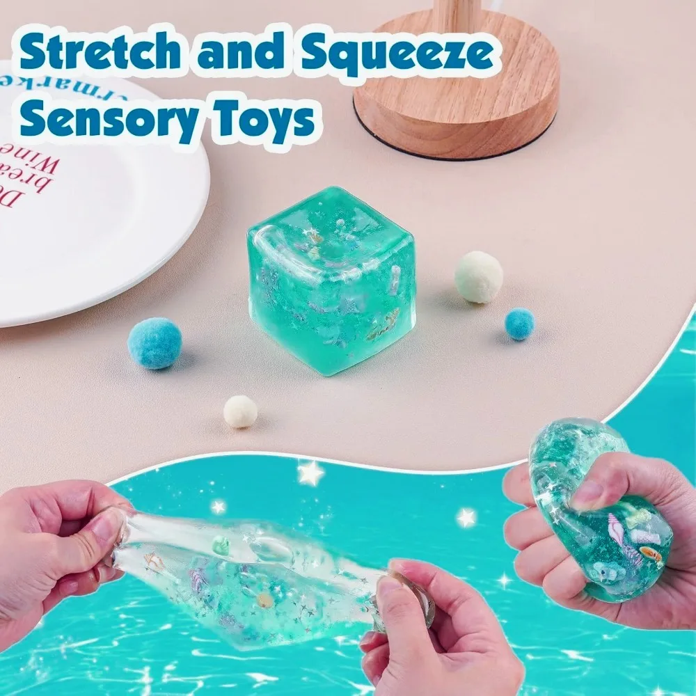 Weiche Ozean-Eiswürfel-Fidget-Spielzeuge, Stressabbau-Ball für Erwachsene, langsam aufsteigende sensorische Spielzeuge für Autismus, ADHS, Entspannungsgeschenk – Detail 3