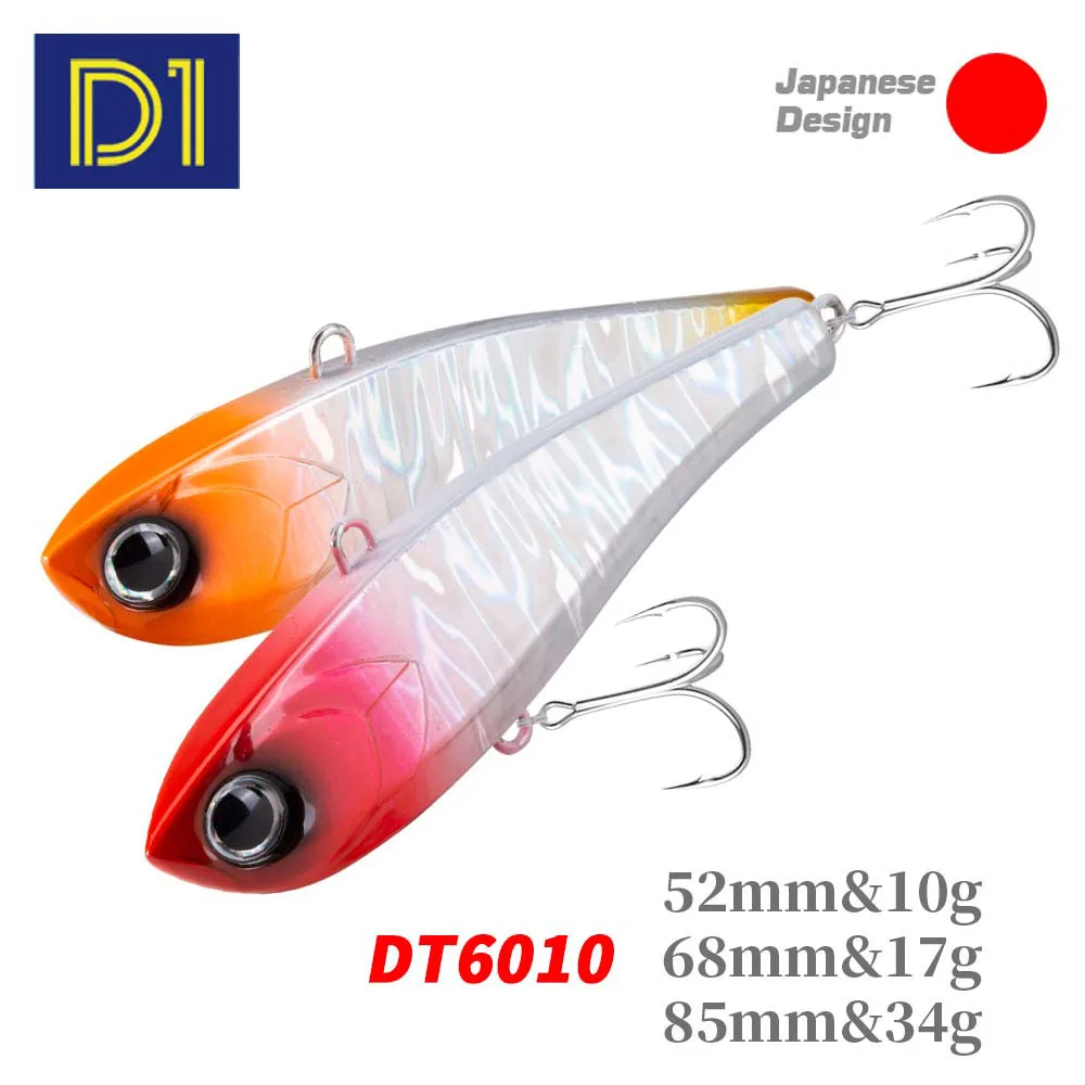 

D1 3PCS Winter Fishing VIB Lures 10g 17g 34g Rattling Sinking Vibration Laser Pesca Artificial Bait Bass Tuna Bluefish Tackle