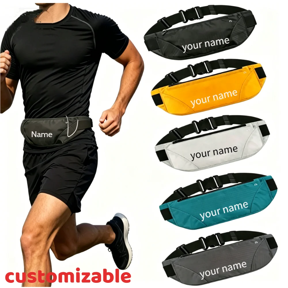 

Personalized Custom Name Printed Sport Fanny Pack Adjustable Strap Waterproof Running Waist Bag for Workout Hiking Travel