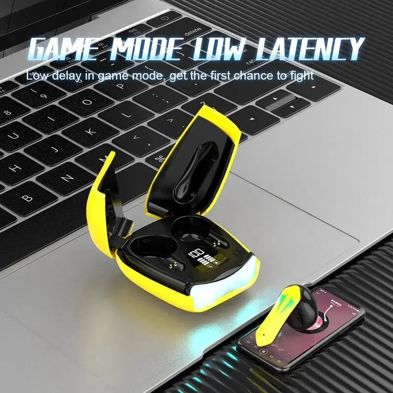 R06 Bluetooth Earphone Headphones Wireless Gaming Headset 5.3 With Flashlight Touch Control Earbuds Outdoor Low Delay For Game