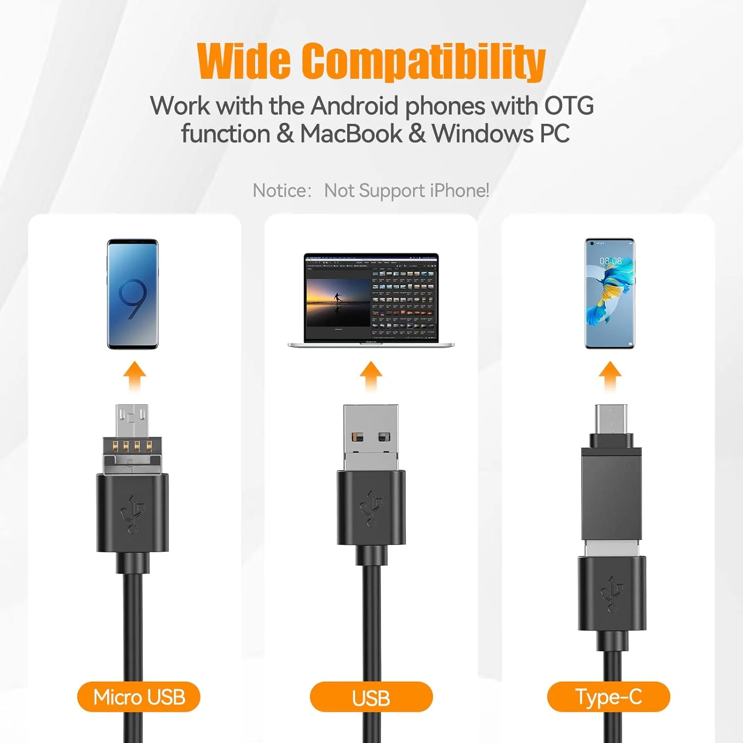 8MM 5MP 1944P Auto-Focus Inspection Camera Piping Endoscope Camera For Cars Android Smartphone High Quality Industrial Usb C 4k