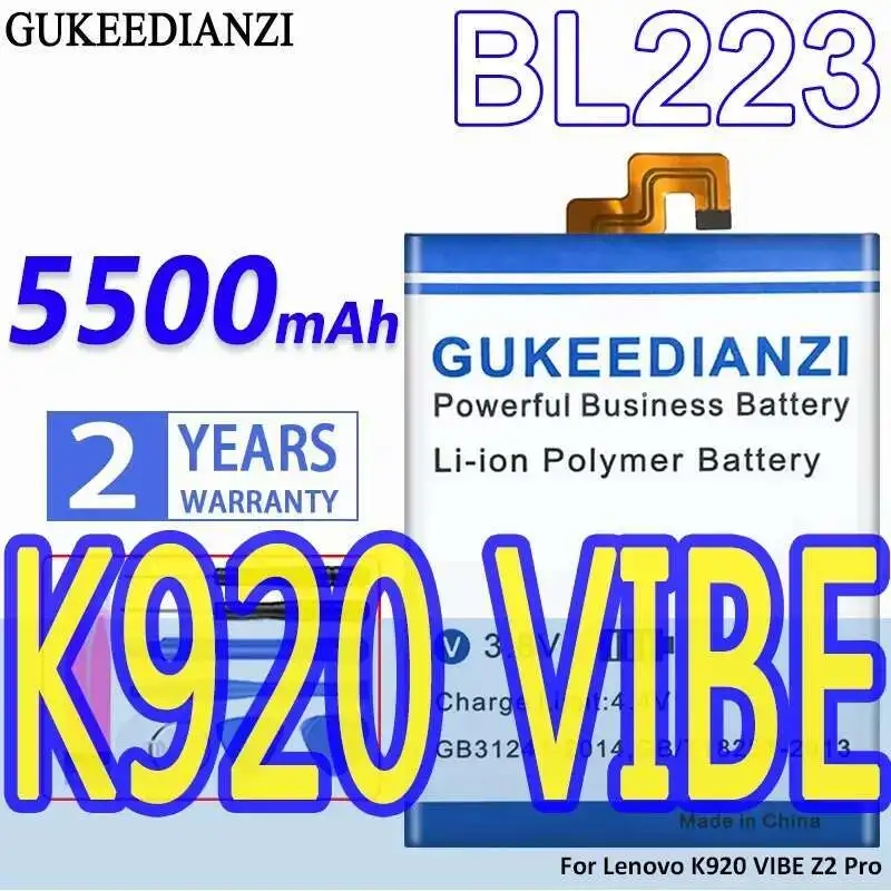 

Легкий аккумулятор для мобильного телефона Lenovo K920 Vibe Z2 Pro BL223 5500 мАч
