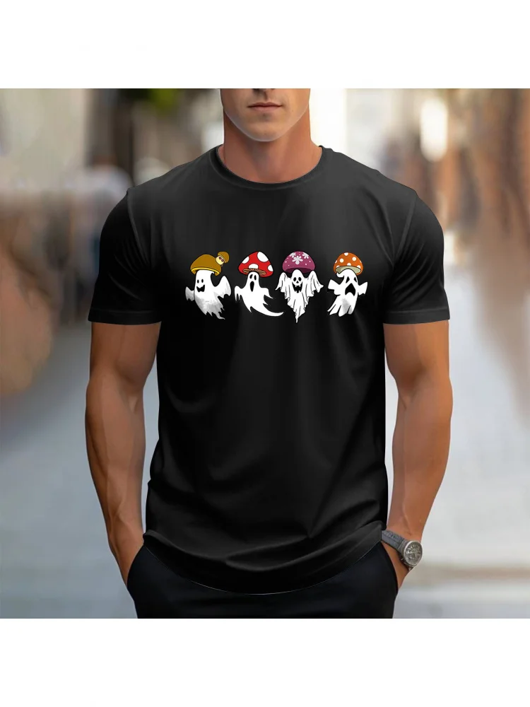 

Мужская футболка с коротким рукавом и круглым вырезом с термотрансферным принтом «Призрачный ужас», повседневная одежда на Хэллоуин, из полиэфирного волокна, в спортивном стиле