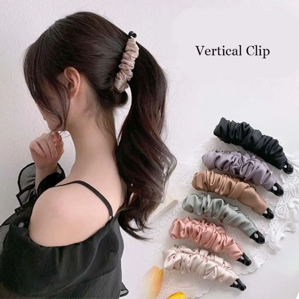 Korean Style Cloth Banana Clip Cute Leopard Print Ponytail Holder Bowknot Hair Clip Hair Claw Headdress Vertical Clip Girls