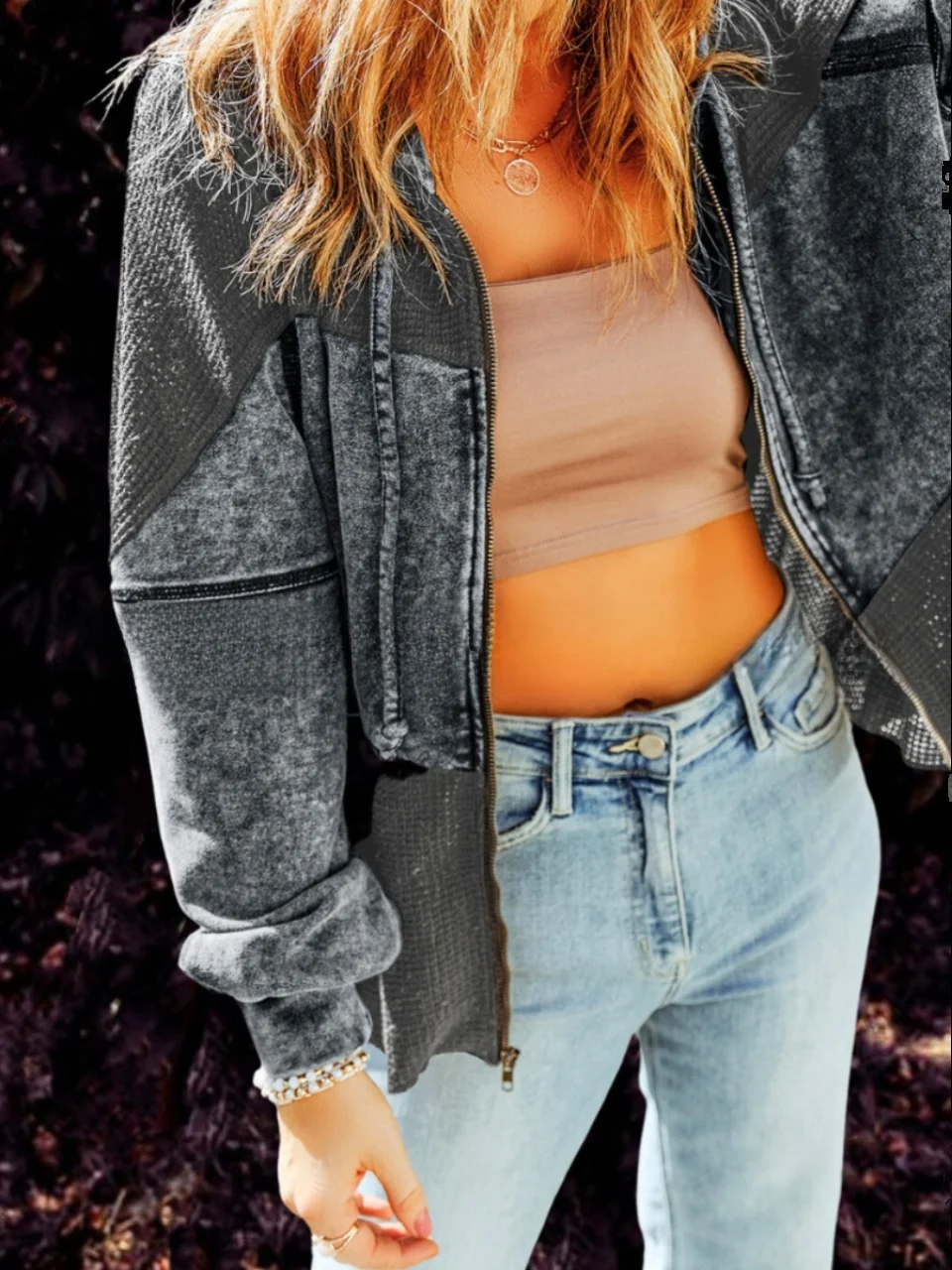 

Уличная толстовка-худи и винтажное вафельное пальто свободного кроя с капюшоном, верхняя одежда для женщин, весенняя, хлопковая