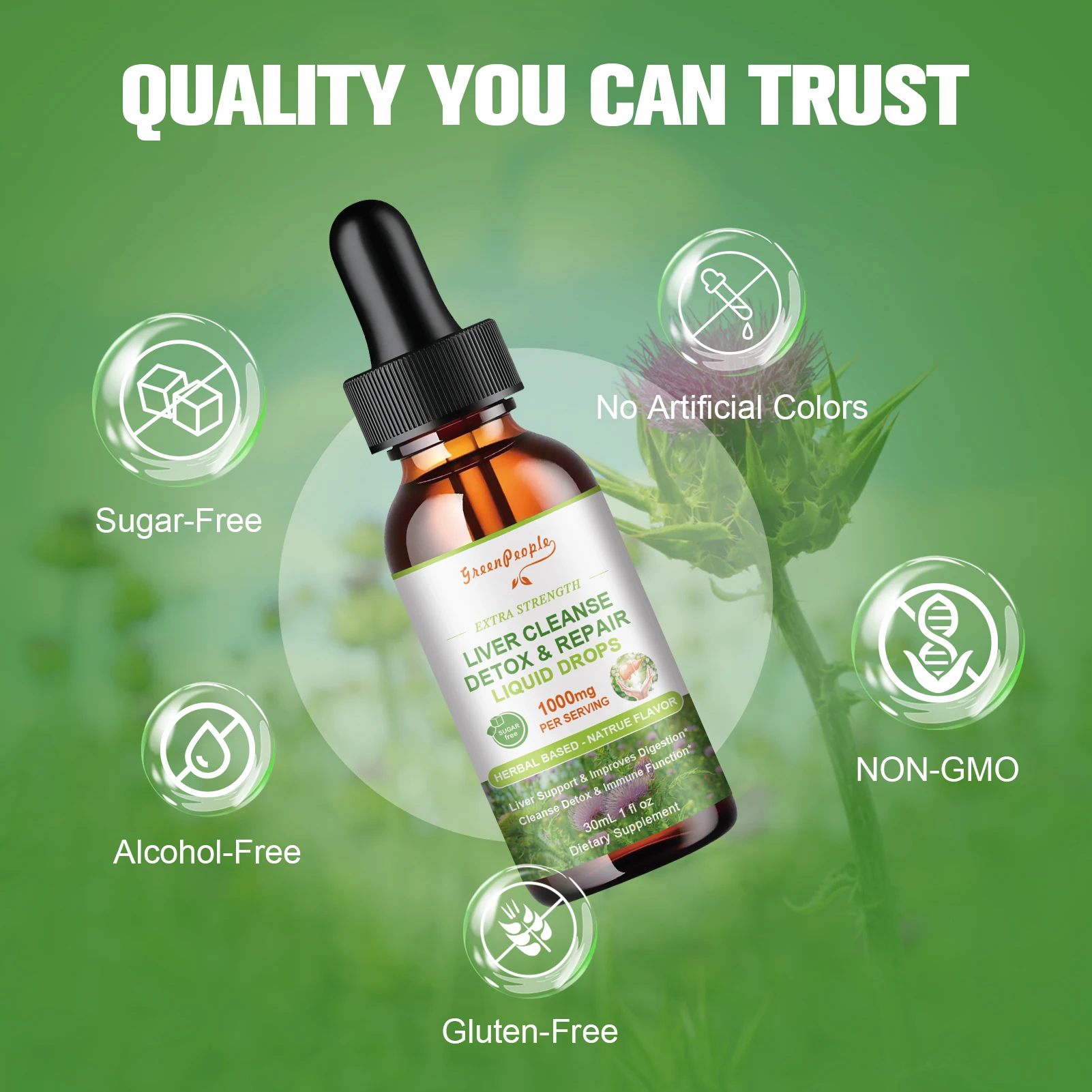 30 مللي حليب الشوك الكبد تطهير السموم وإصلاح الملحق كبد دعم قطرات مع الهندباء ، الخرشوف ، الكركم ، جذر عرق السموم