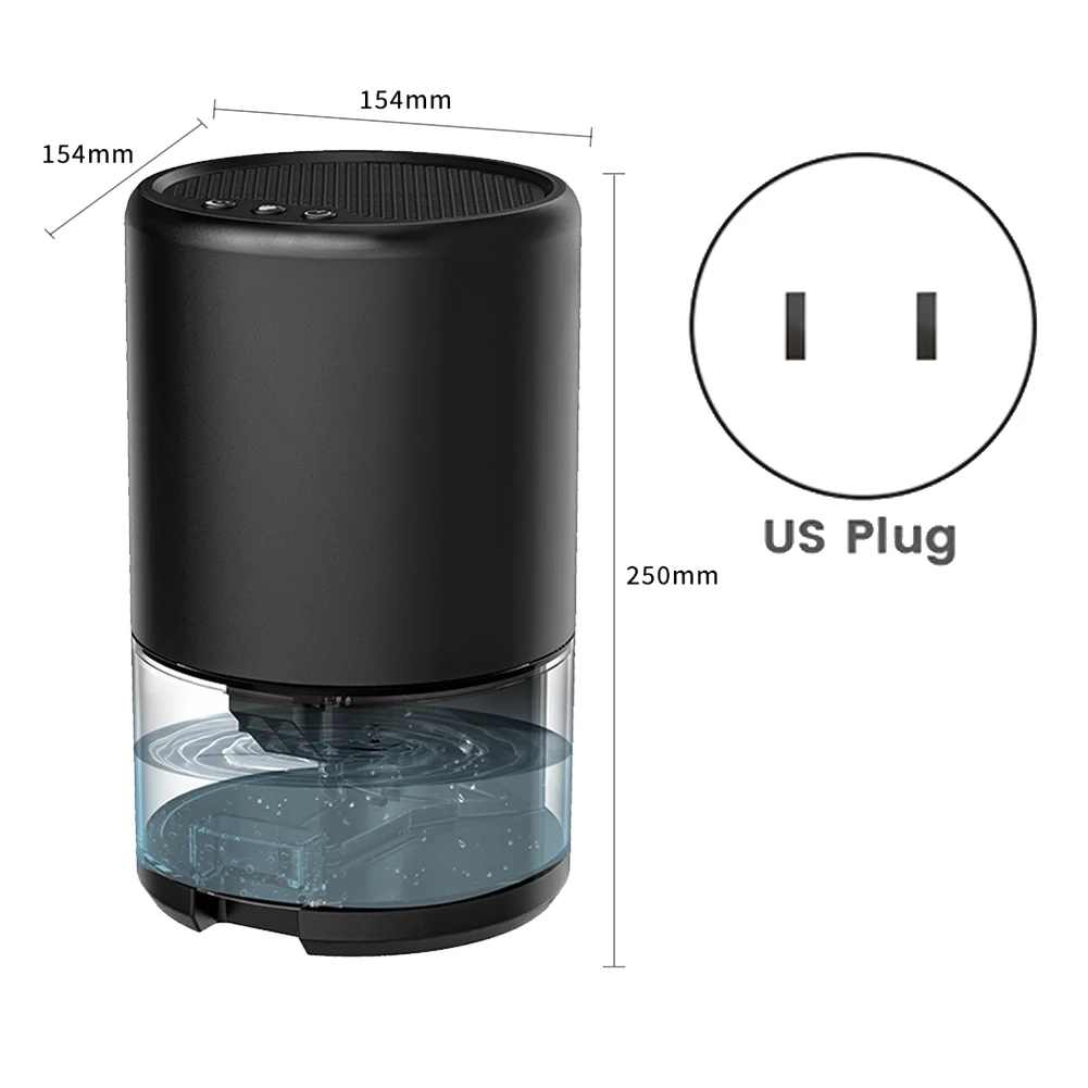 ABRS-Portable Premium Dehumidifier Dehumidifiers For Kitchen, Mute Moisture Absorbers US Plug Black